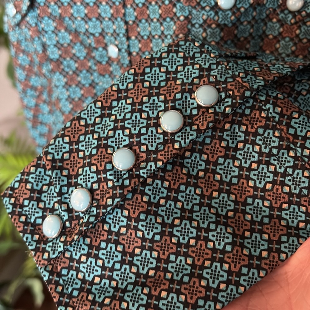 Roper Geometric Patterned Western Snap Front Shir… - image 4